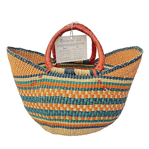 Deluxe Colorful African U-shape Shopping Basket - Large 18"